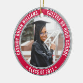 2 Foto Afstuderen Elegant Red Grey Black & White Keramisch Ornament (Links)