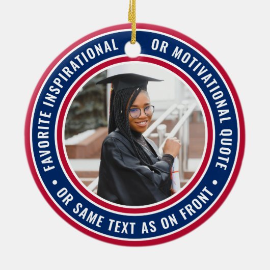 2 Foto Afstuderen Elegant Red White en Blue Keramisch Ornament (Achterkant)