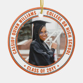 2 Foto Afstuderen Elegant Sinaasappel Black en Whi Keramisch Ornament (Voorkant)