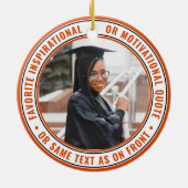 2 Foto Afstuderen Elegant Sinaasappel Black en Whi Keramisch Ornament (Achterkant)