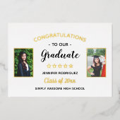 2 Foto Afstuderen Gefeliciteerd Afstuderen Aangepa Folie Uitnodiging (Voorkant)