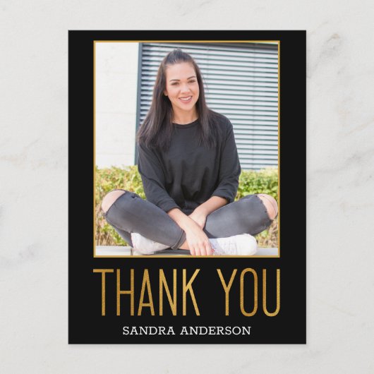 2 Foto Afstuderen Gold Foil Fancy Hartelijk dank Briefkaart (Voorkant)