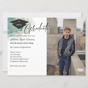 2 Foto Afstuderen Green Gold Notice Card Kaart