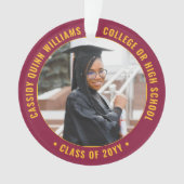 2 Foto Afstuderen Modern maroon Red Gold Yellow Ornament (voorkant)