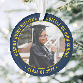 2 Foto Afstuderen Modern Navy Blue Gold Yellow Ornament