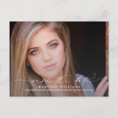 2 Foto Afstuderen Modern Script Save the Date Aankondigingskaart (Voorkant)