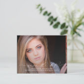 2 Foto Afstuderen Modern Script Save the Date Aankondigingskaart (Staand voorkant)