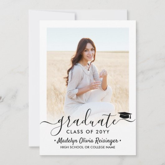 2 Foto Afstuderen Moderne Eenvoudig script legant Kaart (Voorkant)