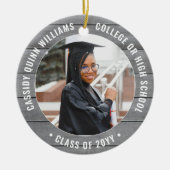 2 Foto Afstuderen Rustic Farmhouse Gray Faux Hood Keramisch Ornament (Voorkant)