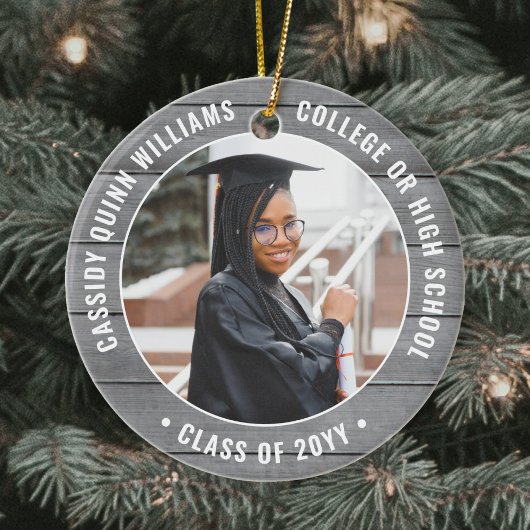 2 Foto Afstuderen Rustic Farmhouse Gray Faux Hood Keramisch Ornament