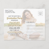 2 Foto Afstuderen Save the Date Black and Gold Aankondigingskaart (Achterkant)