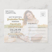 2 Foto Afstuderen Save the Date Black and Gold Aankondigingskaart (Achterkant)