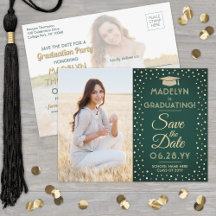 2 Foto Afstuderen Save the Date Green and Gold