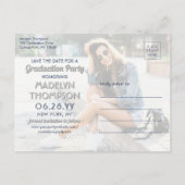 2 Foto Afstuderen Save the Date Navy Blauw & Wit Aankondigingskaart (Achterkant)