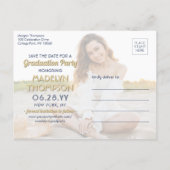 2 Foto Afstuderen Save the Date Navy Blue & Gold Aankondigingskaart (Achterkant)