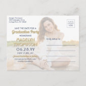 2 Foto Afstuderen Save the Date Navy Blue & Gold Aankondigingskaart (Achterkant)