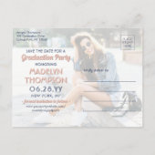 2 Foto Afstuderen Save the Date Navy Pink Gltter Aankondigingskaart (Achterkant)
