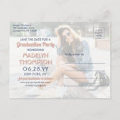 2 Foto Afstuderen Save the Date Navy Pink Gltter Aankondigingskaart (Achterkant)