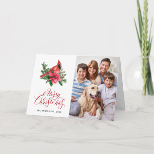 2 FOTO Aquarel Rode Kardinaal Kerst Groet Feestdagen Kaart