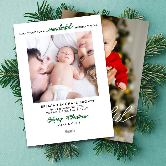 2 Foto Baby Aankondiging Prachtig Leven Kerstmis