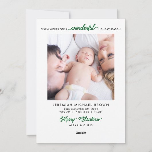 2 Foto Baby Aankondiging Prachtig Leven Kerstmis (Achterkant)