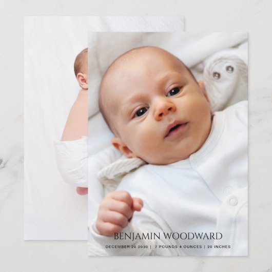 2 Foto Baby geboorteaankondiging (Voorkant / Achterkant)