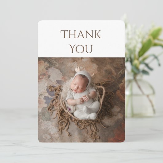 2 foto Baby Hartelijk dank Bedankkaart (Staand voorkant)