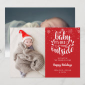 2 Foto Baby Het is koud buiten Vakantie Geboorte Aankondiging (Voorkant / Achterkant)