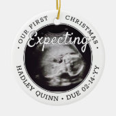 2 Foto Baby Ultrasound nieuwe ouders die verwachte Keramisch Ornament (Voorkant)