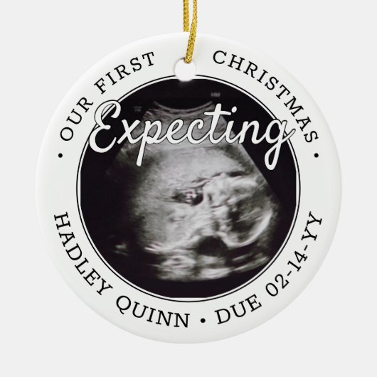 2 Foto Baby Ultrasound nieuwe ouders die verwachte Keramisch Ornament (Voorkant)