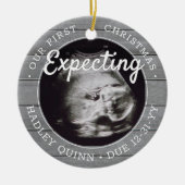 2 Foto Baby Ultrasound nieuwe ouders Faux grijs ho Keramisch Ornament (Voorkant)