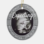 2 Foto Baby Ultrasound nieuwe ouders Faux grijs ho Keramisch Ornament (Links)