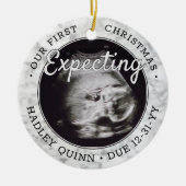 2 Foto Baby Ultrasound nieuwe ouders Faux Marble Keramisch Ornament (Voorkant)