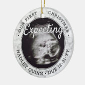 2 Foto Baby Ultrasound nieuwe ouders Faux Marble Keramisch Ornament (Links)