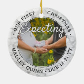 2 Foto Baby Ultrasound nieuwe ouders Faux Marble Keramisch Ornament (Achterkant)