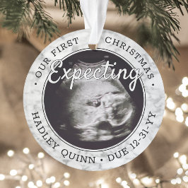 2 Foto Baby Ultrasound nieuwe ouders Faux Marble Ornament