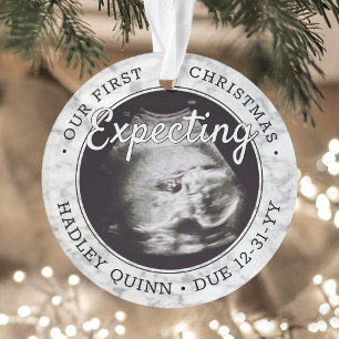 2 Foto Baby Ultrasound nieuwe ouders Faux Marble Ornament