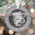 2 Foto Baby Ultrasound nieuwe ouders grijs folieho Ornament<br><div class="desc">Viel het kostbare geschenk van uw nieuwste familielid met een stijlvol twee foto rond faux grijs ornament acryl. Genderneutraal ontwerp is geschikt voor een nieuwe baby of meisje. De woorden en de afbeeldingen op deze sjabloon zijn eenvoudig te personaliseren, en kunnen verschillend of het zelfde op voor en rug zijn....</div>