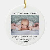 2 Foto baby's 1e Kerstmis Moderne Minimale Ronde Keramisch Ornament (Voorkant)