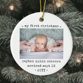 2 Foto baby's 1e Kerstmis Moderne Minimale Ronde Keramisch Ornament