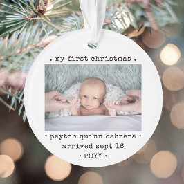 2 Foto baby's 1e Kerstmis Moderne Minimale Ronde Ornament