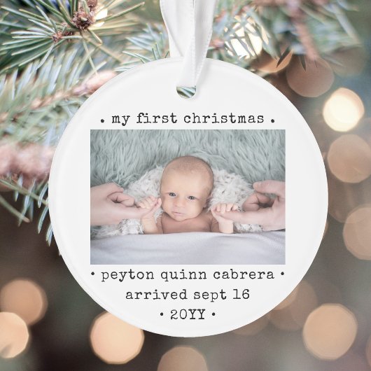 2 Foto baby's 1e Kerstmis Moderne Minimale Ronde Ornament