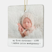 2 Foto baby's eerste Kerstmis Modern Minimal Squar Keramisch Ornament (Links)