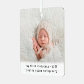 2 Foto baby's eerste Kerstmis Modern Minimal Squar Metalen Ornament (Voorkant links)