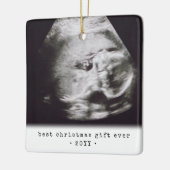 2 Foto Best Gift Ever Baby Ultrasound Kerstmis Keramisch Ornament (Links)