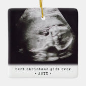 2 Foto Best Gift Ever Baby Ultrasound Kerstmis Keramisch Ornament (Voorkant)