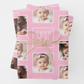 2-Foto "Beste moeder ooit" en Schattigee roze hart Inpakpapier Vel (In situ)