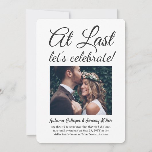 2 Foto bij laatste bruiloft Reception Celebration Kaart (Voorkant)