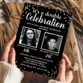 2 Foto: Black Silver Birthday Invitation Kaart