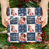 2 Foto Blauw Vrolijk Kerstfeest Cadeaupapier